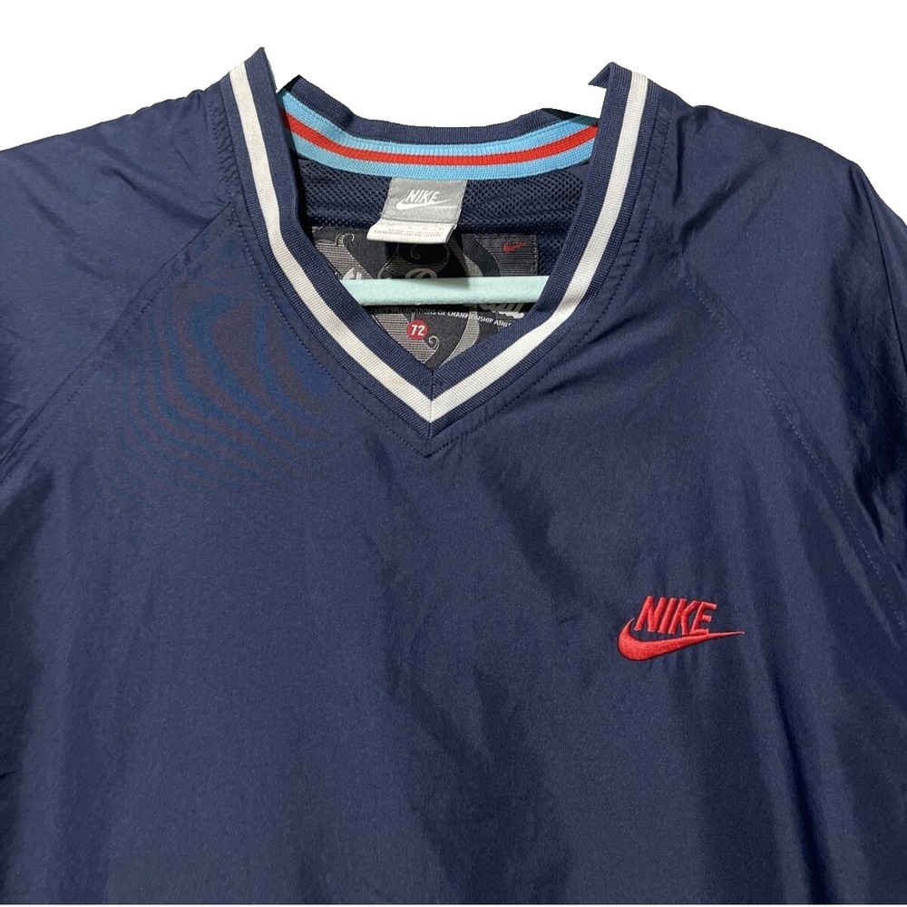 VTG Nike Baseball Pullover Windbreaker 72 Mens Lg Blue Embroidered Logo Gray Tag